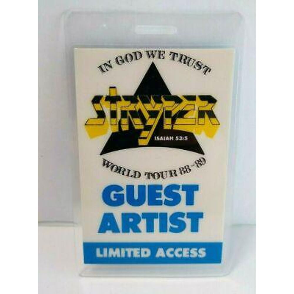 Stryper In God We Trust Backstage Pass Original 1989 Hard Rock Music World Tour